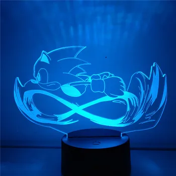 Sonic 3D Nočné Svetlo Ježko Sonic Hry Spálňa Decor Lamparas Luminaria Lampe, Baby, Deti, Darčeky, Dekorácie Osvetlenie Pre Domácnosti