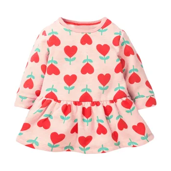 1-7 Rokov Kvetinový Bavlnené Šaty pre Deti Baby Girl Dlhým rukávom Bábika Golier Oblečenie pre Batoľa Dievča na Jeseň a na Jar roku 2020