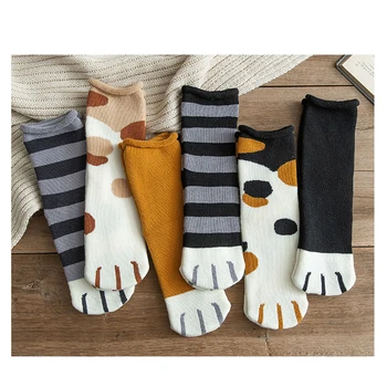 1 Pár Zimných Ženy Plyšové Mačacie Pazúry Fleece Ponožky Poschodí Spacie Ponožky Soft &T8