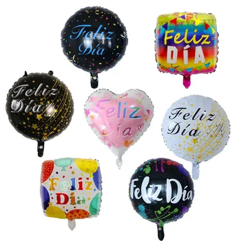 10Pcs 18-palcové španielsky Feliz Dia Fóliové Balóny Happy Birthday Party Dekorácie Dospelých Svadobné Kolo Hélium Baby Sprcha Deti Globos