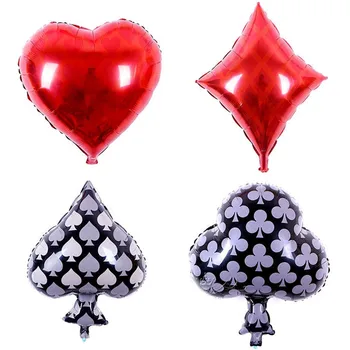 10pcs hraciu Kartu Hélium Fóliové Balóniky Srdce Diamond Club Rýľ Tvar Vzduchu Gule Prípade Strany Dodávateľov Deti Nafukovacie Hračky