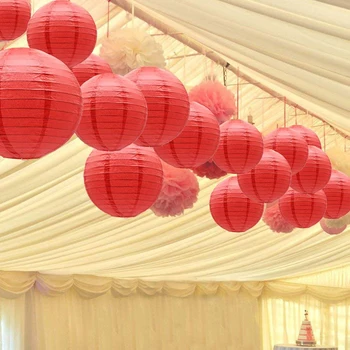 12 Ks/Set Red Čínske Papierové Lucerny papier lampion lampionnen hrče nad chinoise Svadobné Party Vnútorné Vonkajšie Závesné Dekor