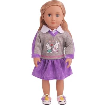 18-palcové Dievčatá bábiky oblečenie Roztomilý malý fialový králik vyhovovali sukne Americký nové narodený sukne Baby hračky fit 43 cm bábiky baby c796