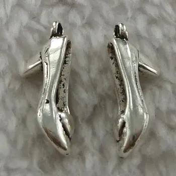 180 kusov antique silver high-päty topánky charms 22x9mm #3569