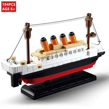 194Pcs Mesto RMS Titanic Loď, Loď, Model Stavebné Bloky Sady Technic DIY Brinquedos Priateľmi Tehly Vzdelávacie Hračky pre Deti,
