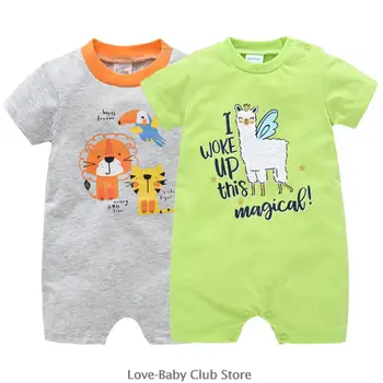 2 ks/pack Baby Remienky Letné Oblečenie Bavlna jednodielnych Dieťa Novorodenec Dievčatá Chlapci, Mikiny Karikatúry Zvieratá Tlačené