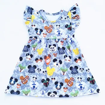 2018 Letné novinky Mickey hlavu Vzor Pearl Šaty Letné Oblečenie Baby Deti Boutique Šaty 12m-7t k dispozícii
