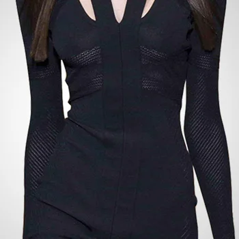 2020 Jeseň Zima Ženy Čierny Pletený Sveter Šaty, Sexy plavky s uväzovaním za tvaru Vysoký Pás Dlhý Rukáv Šaty Package Hip Ženské Oblečenie