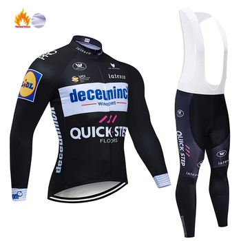 2020 Pro Team Zimné Thermal Fleece Cyklistické Oblečenie Mužov Long Sleeve Jersey Vyhovovali Vonkajšie Koni Bike MTB Oblečenie Náprsníkové Nohavice Nastaviť