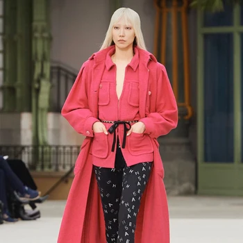2020 nové jarné high-end bunda pre ženy zase dole golier vrecku reťazca dekorácie elegantné dámy kabát, bundy s hodváb linkovej