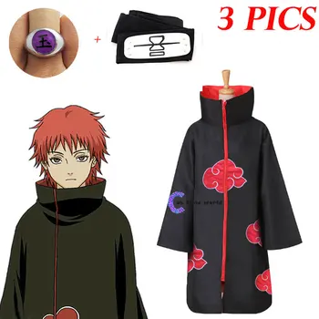 2021 Nové Módne Anime Naruto Sasori Cosplay Čierny Plášť Kostýmy Pre Dospelých Komické Oblečenie Hlavový Most Deti Župan Kostým