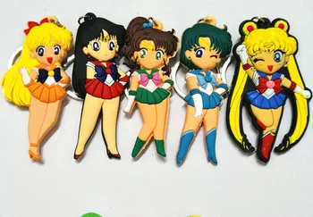 20pcs/Veľa anime Sailor Moon pvc plastu keychains pre ženy cartoon Ortuť Mars, Jupiter, Venuša PVC Obrázok Keyring Prívesky, Hračky