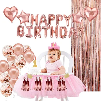 28pcs Rose Gold Narodeniny Dekorácie Nastaviť List Happy Birthday Balón Narodeninovej Party Dekor Deti Strapec Sequin Latexový Balón