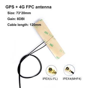 2pc GPS+4G anténa GPS LTE FPC kábel Flexibilné vnútorné IPEX U. FL IPEX4 MHF4 8dbi pre SIM7906E SIM7912G EP06 EM06 EM12-G EM20-G