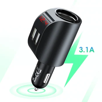 3.1 Dual Port USB Nabíjačku Cigaru Ľahšie Rýchle Nabíjanie Nabíjací kábel do Auta s Digitálnym Displejom Pre 12-24V Vozidiel