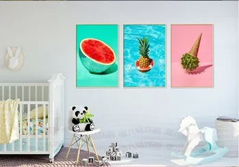 3 Kusy Moderné Domáce Dekorácie Plagáty, Banány, Ananás, Melón Ovocie Plátno Na Maľovanie Na Stenu Umenie Obrázok Pre Obývacia Izba Kuchyňa Izba