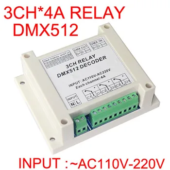3CH 3 Kanál DMX512 Relé Dekodér Radič AC110-220V Vstup 3 Skupinový spínací