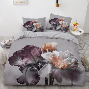 3D posteľná bielizeň Sady Black Povlaky na Prikrývku Kryt Nastaviť Cumlík Posteľná obliečka na Vankúš Kráľ, Kráľovná 200x200cm Kvet Dizajn Tlačených