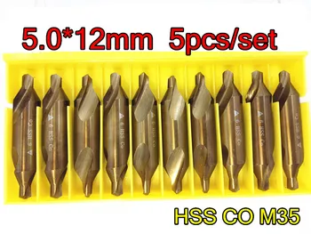 5.0*12mm petiole 5 ks/set HSS CO M35 60 stupňov Obsahujúce kobalt špirála centrum vŕtať Spracovanie nehrdzavejúcej ocele atď .
