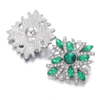 6pcs/veľa Nových Snap Šperky Drahokamu Crystal Kvet 18 mm Modul Tlačidiel pre Kožené Snap Náramok Zameniteľné Šperky