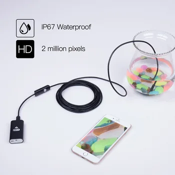 720P, WIFI, Mini Kamera 8mm USB Endoskop Vodotesný IP67 Endoskopy Mäkké Kábel Kontrolný systém IOS, Android, Windows Video Cam Borescope