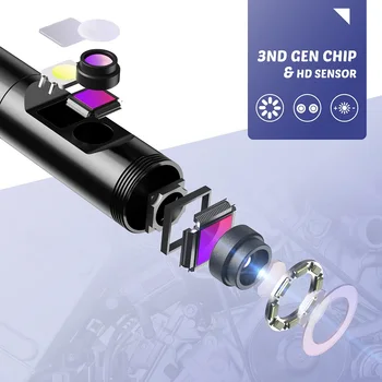 8 mm Inšpekcie endoskopu fotoaparát, dual objektívom HD1080P 4.3 palcový displej vodotesný IP67 priemyselný endoskop LED svetlo 2600mAh akumulátor