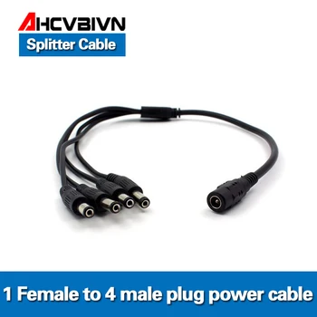 AHCVBIVN 4 v 1 DC power splitter kábel pre CCTV napájacie adaptéry,1 žena na 4male,samica konektor veľkosť 2.1*5,5 mm