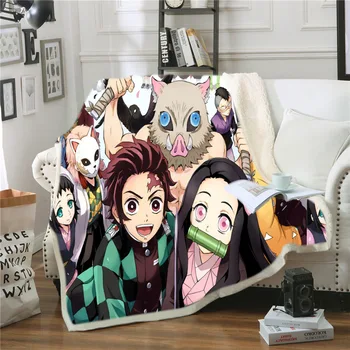 Anime Démon Vrah bytový Textil Kimetsu Č Yaiba Kamado Tanjirou Nezuko 3D Tlač Deka Pre Lôžok prehoz cez posteľ Luxusné Zimné