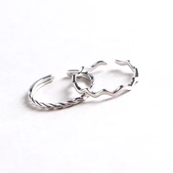 BITWBI 925 Sterling Silver Ring Vlna Vzor, Jednoduchý Štýl Wild Krúžok Pre Ženy Darček Pre Priateľku, Módne Šperky