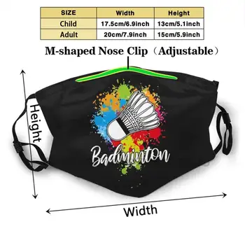 Bedminton Custom Design Pre Dieťa Dospelá Maska Proti Prachu, Filter Tlač Umývateľný Masku Na Tvár Badminton Badminton Badminton