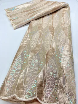 Biela Afriky Flitrami Čipky Textílie 2020 najpredávanejšie Vysoko Kvalitnej Čipky francúzskej Čipky a Tylu Textílie Pre Ženy Šaty, Šitie YA3711B-3