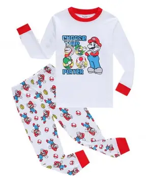 Chlapci Pyžamá Hot predaj Cartoon Dizajn Kolo Krku Chlapci Bavlnené Pyžamo Nastaviť Pre Dieťa deti dlhý rukáv Topy+Nohavice pyžamá 2~7 rokov