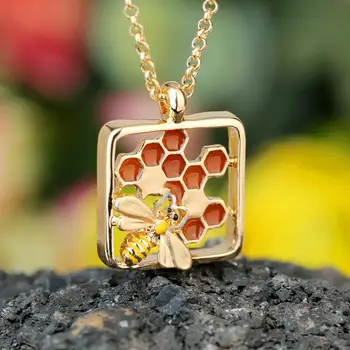 Cring Coco Honey Bee Náhrdelník Originálny Dizajn Vintage Zliatiny, Zlatá Farba Reťazca, Prívesky, Náhrdelníky Svadobné Šperky pre Ženy 2020