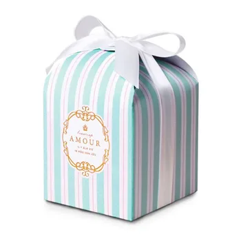 DIY 50pcs/100ks 10.5x8x8cm amour Tiffany modrej a bielej pruhované darčekové krabice veľkoobchod pekáreň cookies balenie kartónov candy box