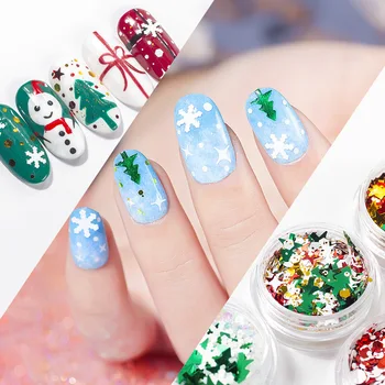 DIY laser Snowflake Vianočný stromček päť špicaté hviezdy farba nechtov flitrami halloween nail art nail art, ozdoby