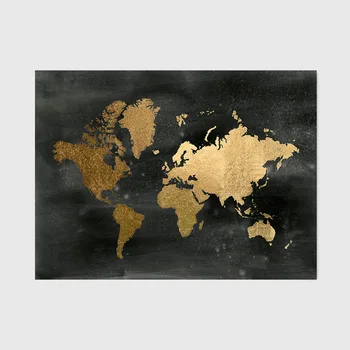 DeMissir 2019 Moderným Čierno Zlatým Mape Sveta Vytlačené Kobercov a Koberčekov Pre Spálne, Obývacia Izba 10 Druhov Veľkosti S M L XL XXL Prispôsobiť