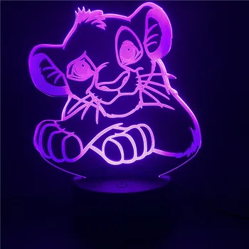 Disney Lion King Simba Akrylových 3d Led Nočné Svetlo Lampy Childrne Cartoon Zvierat Nočného pre Deti Spálňa Decor Dary
