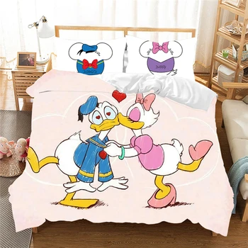 Disney Ružová Donald Duck Daisy Posteľná Bielizeň Nastaviť Posteľ Nastaviť Detí Dievča Perinu Cumlík Posteľná Bielizeň Sady Kráľovná King Size Kryt Posteľ