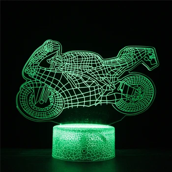 GiC Moto Racing 7 Farieb Zmena 3D Lampa GP Motocykle Klub Suvenírov Motorke Nočné Lampy, LED Svetlá pre Gift Drop Shipping