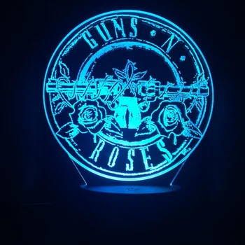 Guns N' Roses, Sign LED Nočné Svetlo Farby Usb Dotykový Snímač Dekor Lampa Fanúšikov Darček GNR Hard Rock Band Nočné Lampy, Spálňa