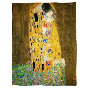 Gustav Klimt Kiss Nap Flanelové Prikrývky Super Mäkké Útulný Hodiť Deka Teplá Prehoz Cez Posteľ Cestovné Gauč Kryt