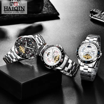 HAIQIN Mužov/pánske hodinky top značky luxusné hodinky muži mechanické Vojenské nepremokavé pánske náramkové hodinky Tourbillon reloj hombre 2019