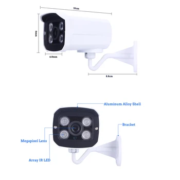 Hamrolte CCTV Kamery AHD Kamera 1080P Vysoké Rozlíšenie 2.8 MM širokouhlý Objektív Nightvision Nepremokavé Bullet vonkajšie Kamery