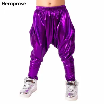 Heroprose 2018 Nové Módne osobnosti Fialová veľké rozkroku nohavice fáze výkonu kostýmy hárem hip hop skinny nohavice pre deti
