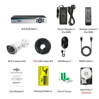 Hiseeu 4K 8CH POE kamerovým Systémom NVR 8MP Vonkajšie Nepremokavé POE IP Kamera H. 265 CCTV kamerový Auta
