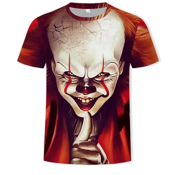 Horor Film Klaun Série pánske t-shirts Hip Hop Streetwear T-shirt Cool Oblečenie pánske Top Klaun 3D Tlač Tshirts Vtipné tričko