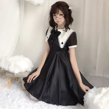 Japonský škole štýl sladké lolita šaty nepravidelný lem swallowtail viktoriánskej šaty kawaii dievča gothic lolita op loli cos
