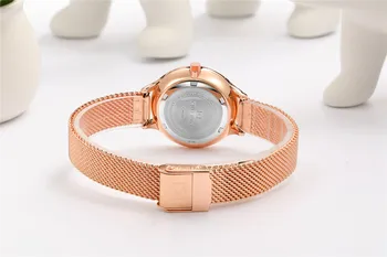 Jednoduchý Dizajn CURREN Ženy Móda Quartz Hodinky Dámske Šaty Oka Náramkové hodinky S Romantickými Bling Drahokamu Dial Reloj Mujer
