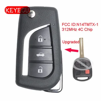 Keyecu Inovované Flip Diaľkové Auto príveskom pre Lexus RX300 1999-2003 312MHz 4C Čip FCC ID: N14TMTX-1