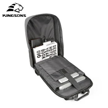 Kingsons 15 palcový Notebook Batoh USB Nabíjanie Anti Theft Batohy Mužov Cestovný Batoh Nepremokavé Školské tašky Muž Mochila